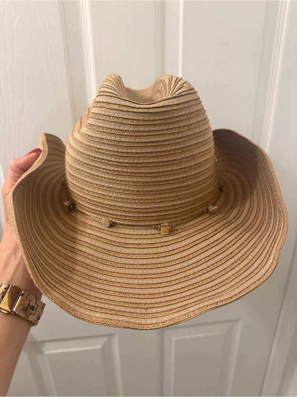 San Diego Hat Company Tan Straw Cowboy Hat with Gold Accents